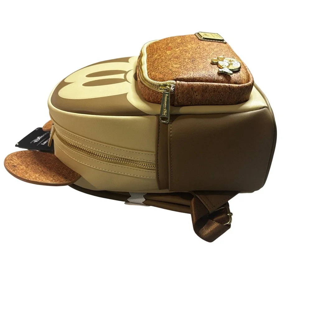 Loungefly Disney Mickey Mouse Beige Cork Pin Cosplay Mini Backpack NEW